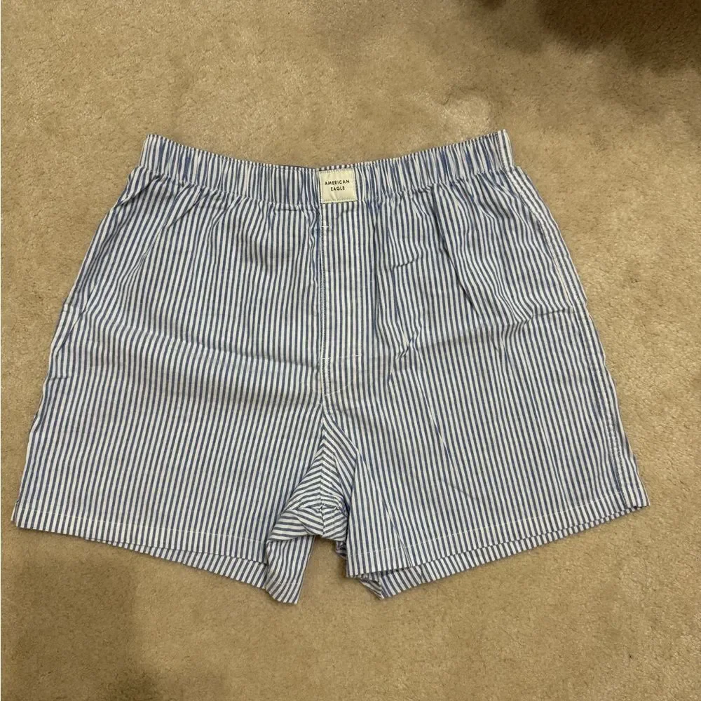 Men’s American Eagle Outfitters Blue and White Striped Boxers M (32-34) NWOT